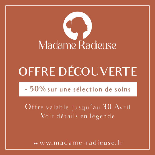A l’occasion de l’ouverture du cabinet Madame Radieuse, profitez d’une offre découverte des soins dermo-esthétiques du visage dans un cadre professionnel et sécurisé.

Jusqu’au 30 avril, tous les soins combinés bénéficient d’une réduction de 50%.

Les soins sont réalisés sur RDV uniquement. Offre limitée à une fois par soin du 9 mars au 30 avril 2026.

#Bordeaux #Nansouty
#soinvisage #dermoesthétique